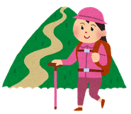 登山する女性イラスト