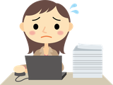 仕事に追われる女性のイラスト