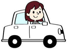 車で通勤する女性のイラスト