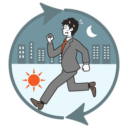 忙しく仕事する男性のイラスト