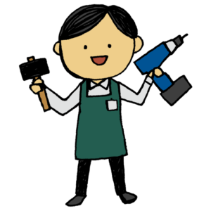 工具をもって働く人イラスト