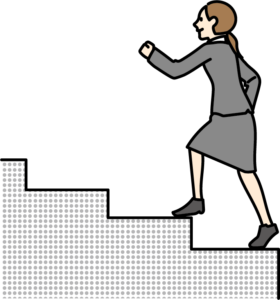 階段を上る女性